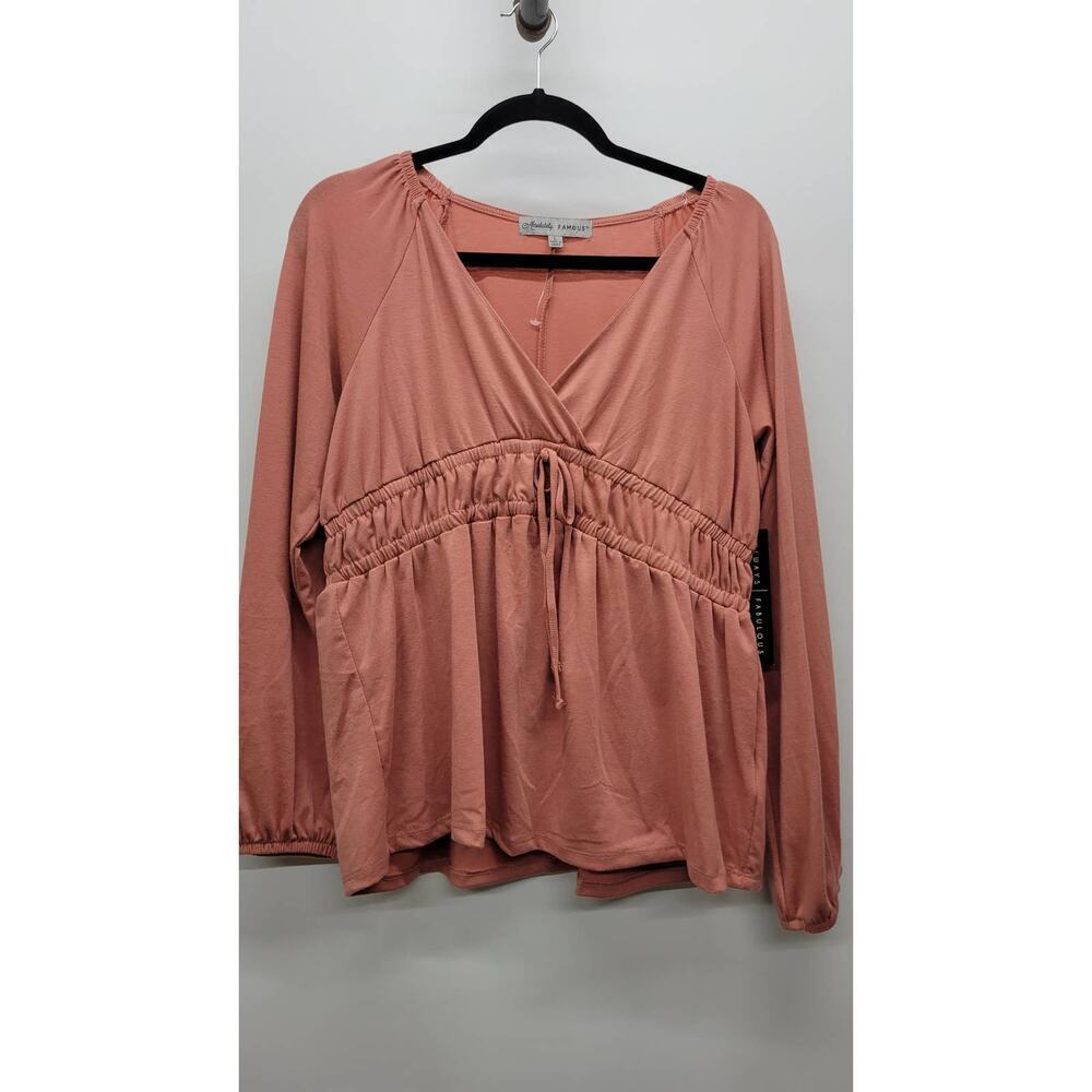 Absolutely Famous Shirt Long Sleeve Faded Peach Size L